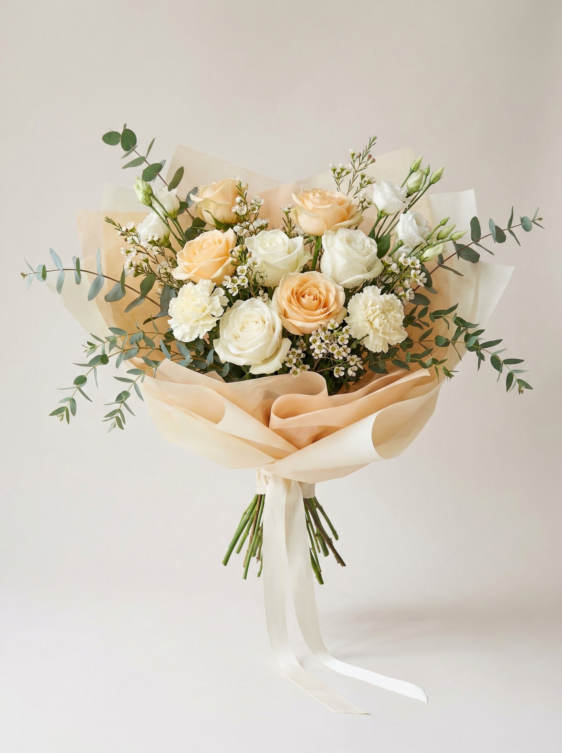 Cream & Apricot ROM Wedding Bouquet Singapore