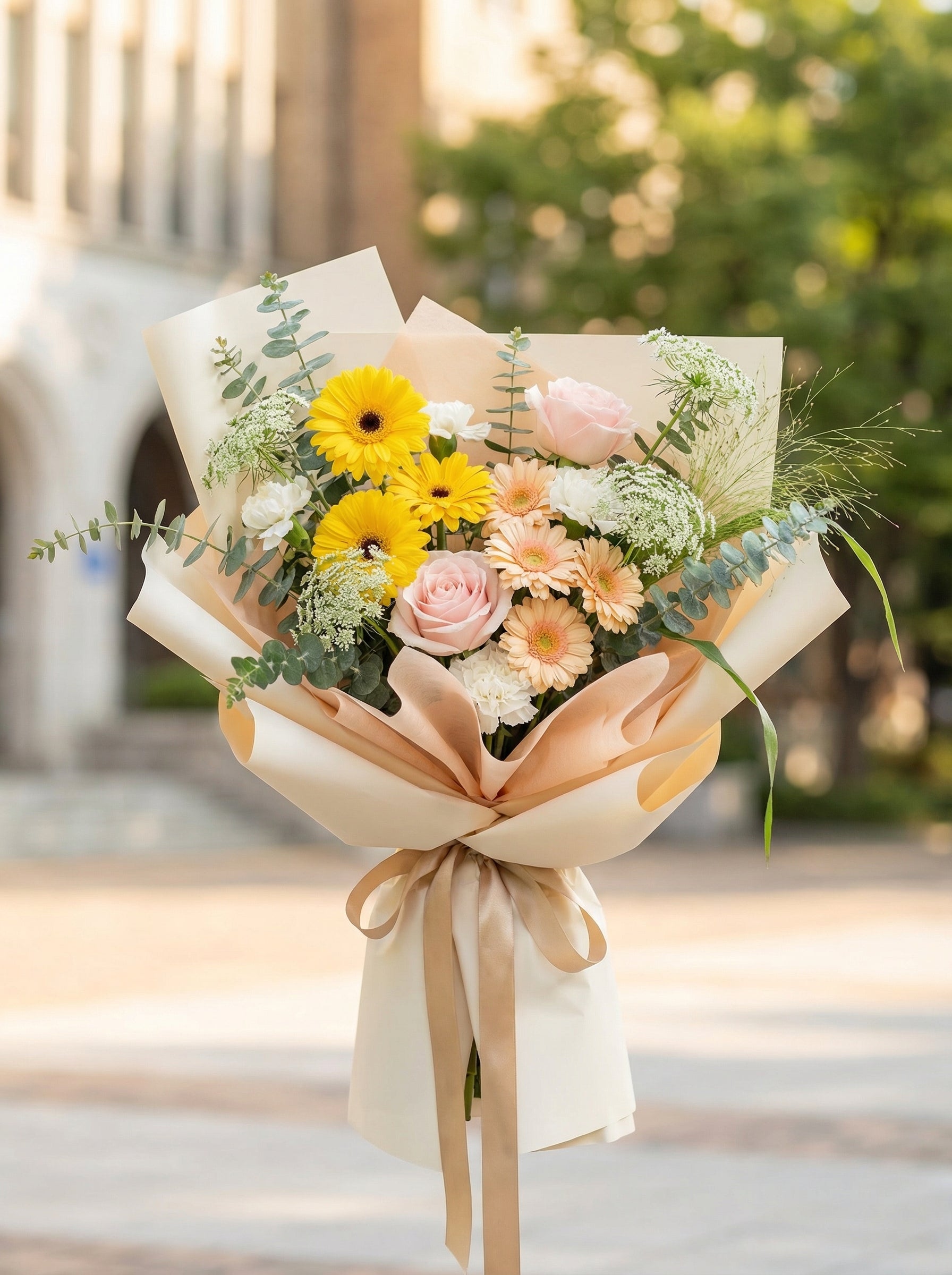 Classic Peach & Pink Graduation Bouquet Singapore