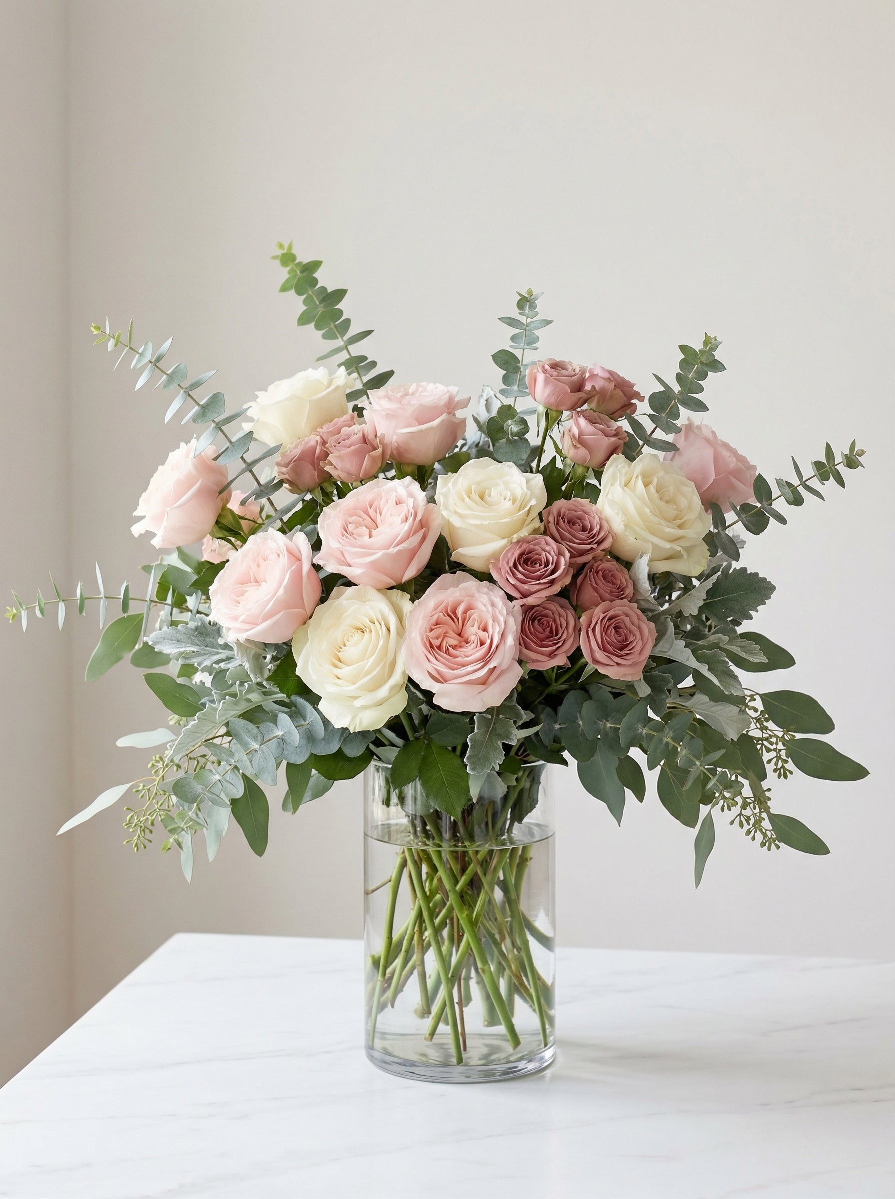 Signature Garden Vase Arrangement - Blush & Ivory
