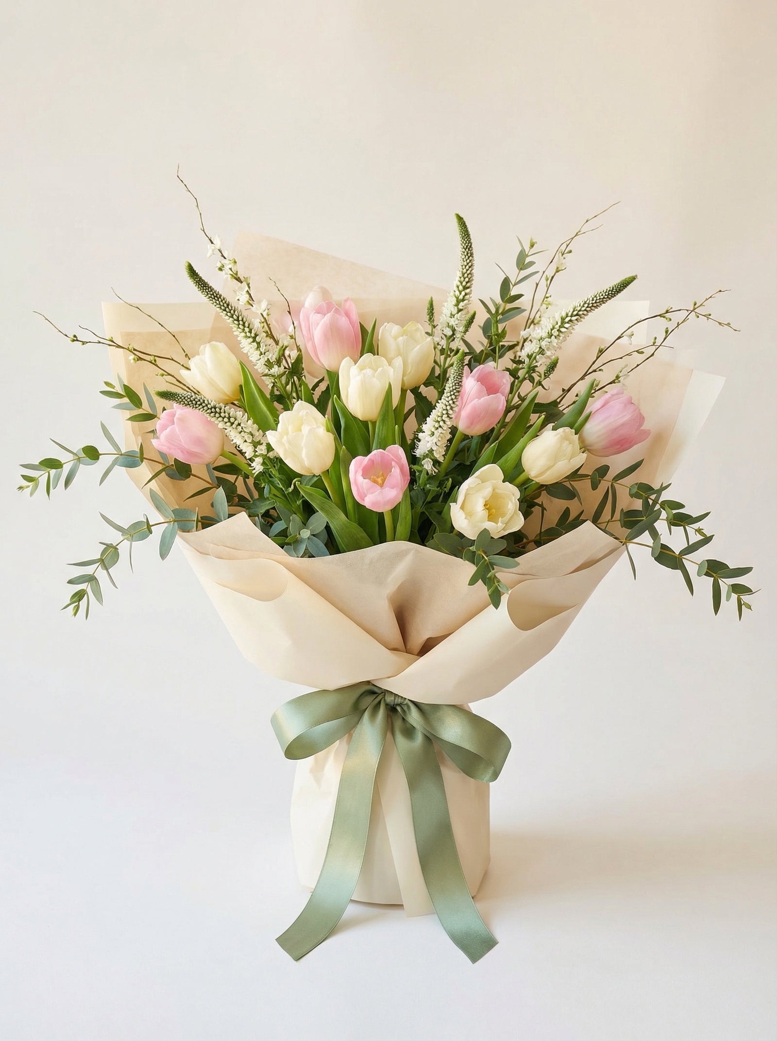 Classic Pink & Cream Tulip Bouquet