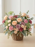 Classic Peach & Rose Pink Flower Basket Singapore
