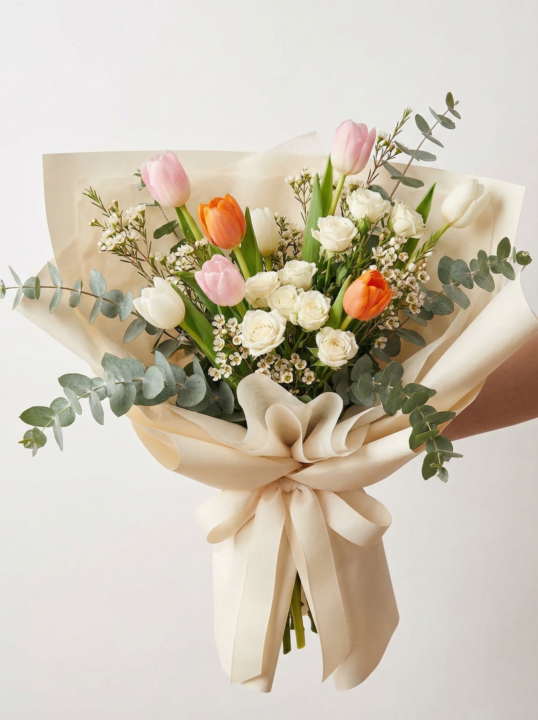 Balanced Pink & Peach Tulip Bouquet