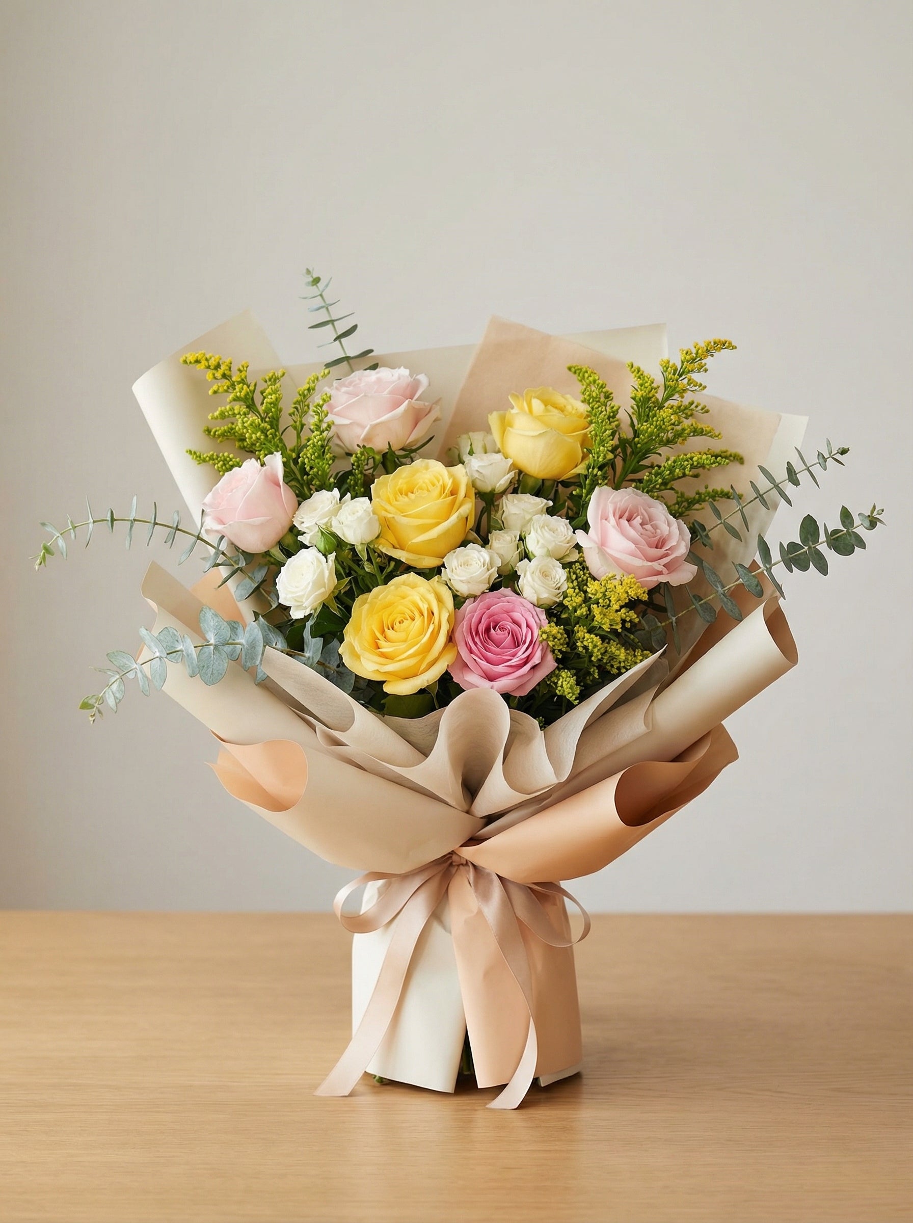 Full Cheerful Mixed Rose Graduation Bouquet