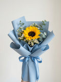 Petite Blue Accent Sunflower Graduation Bouquet