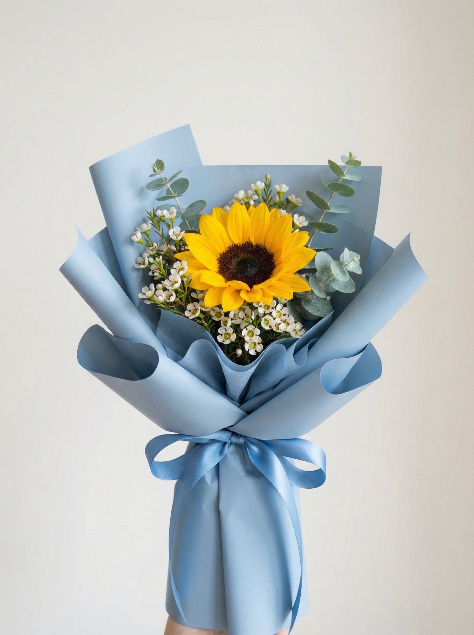 Petite Blue Accent Sunflower Graduation Bouquet