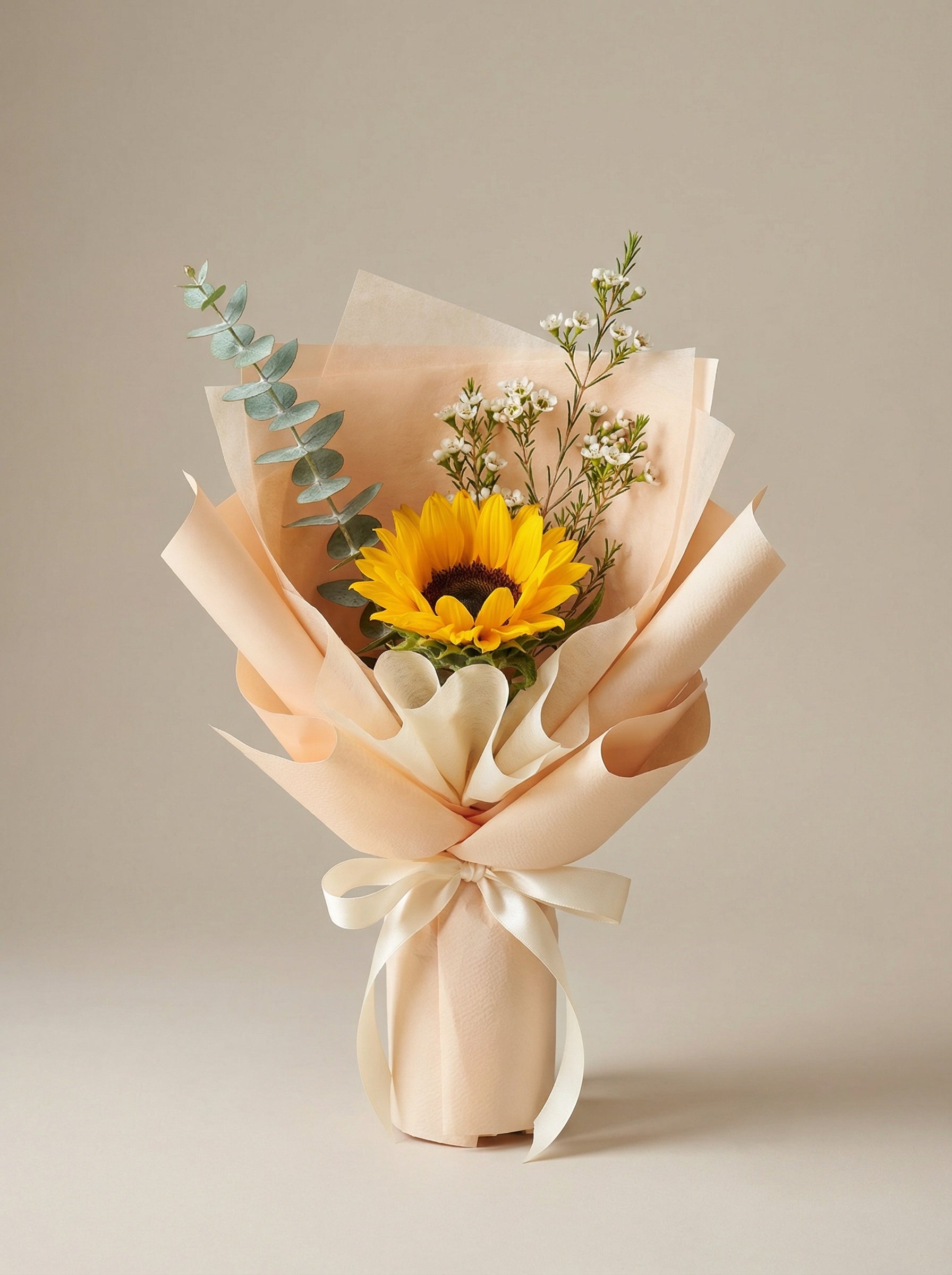 Petite Peach Accent Sunflower Graduation Bouquet