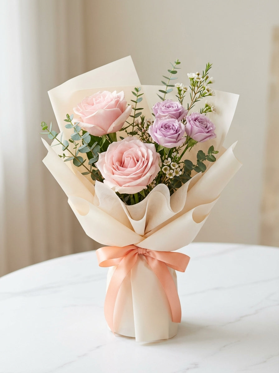 Petite Soft Playful Rose Birthday Bouquet
