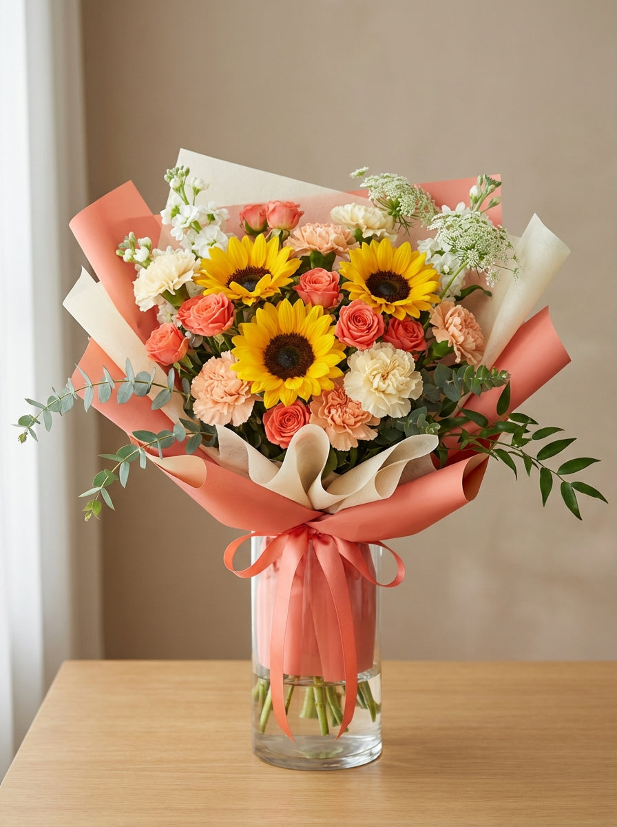Full Bright Cheer Sunflower Birthday Bouquet