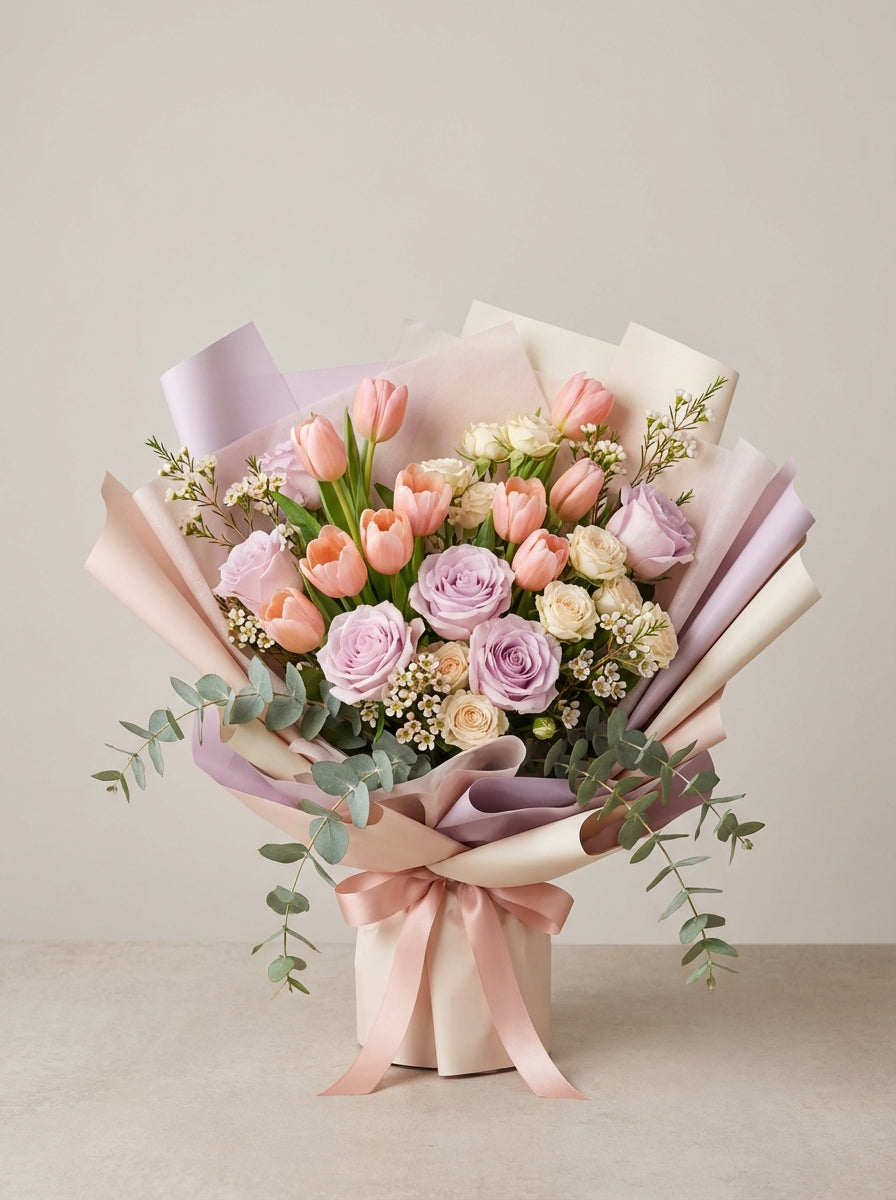 Grand Soft Playful Tulip Birthday Bouquet