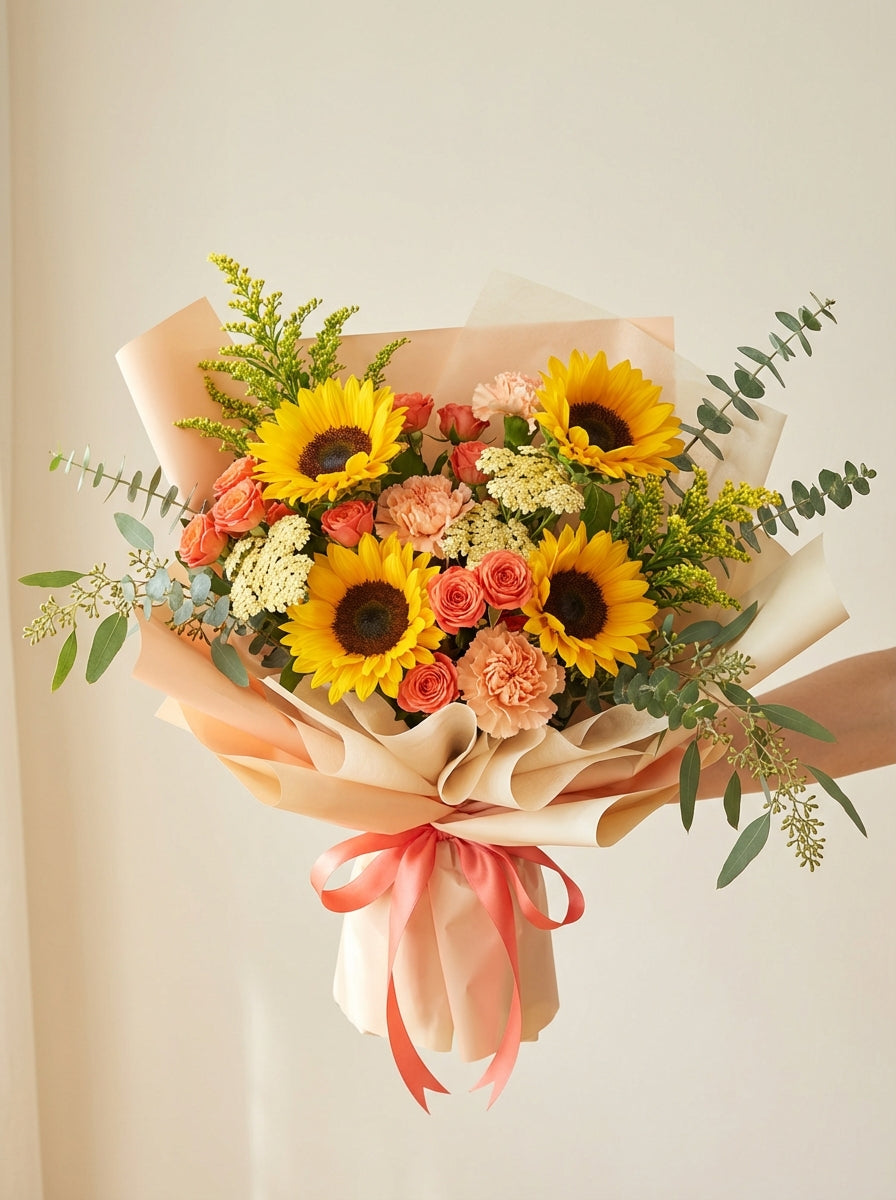 Luxe Bright Cheer Sunflower Birthday Bouquet