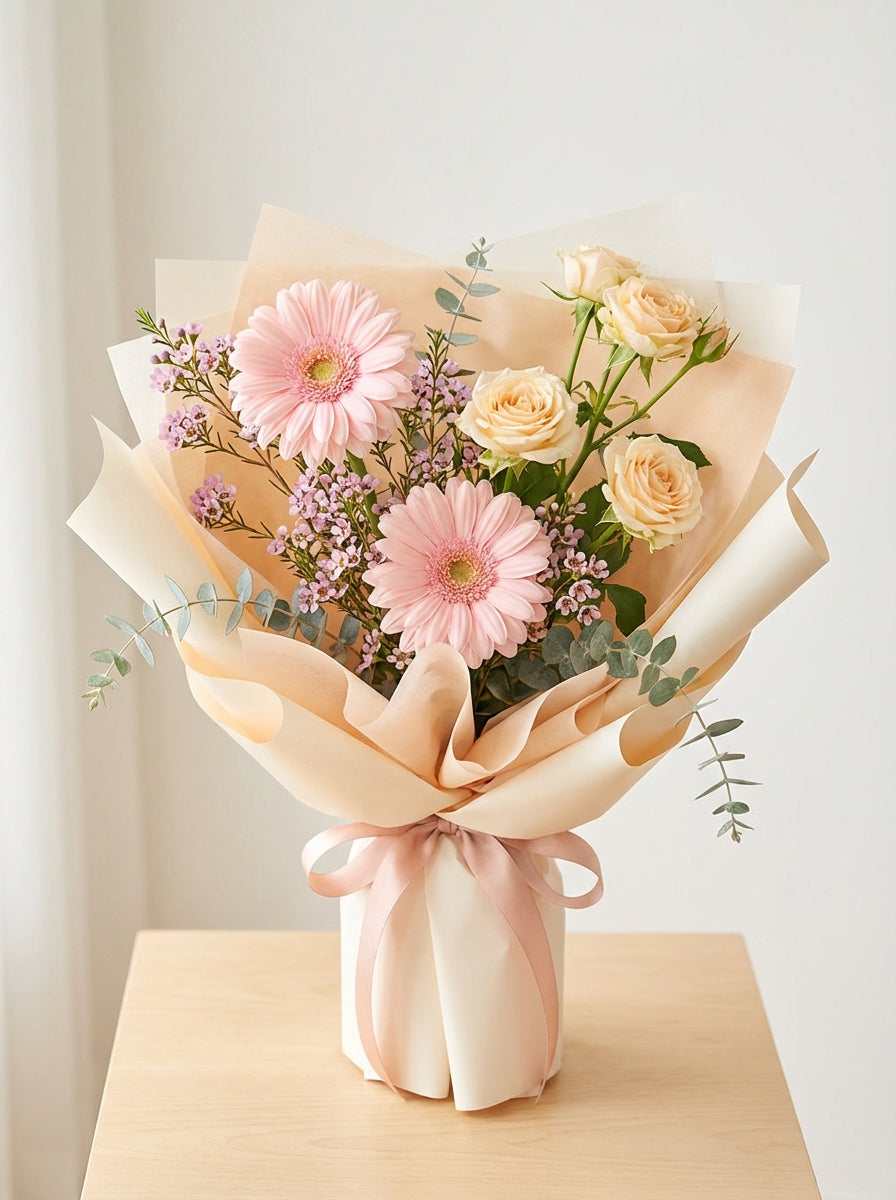 Easy Pastel Gerbera Birthday Bouquet