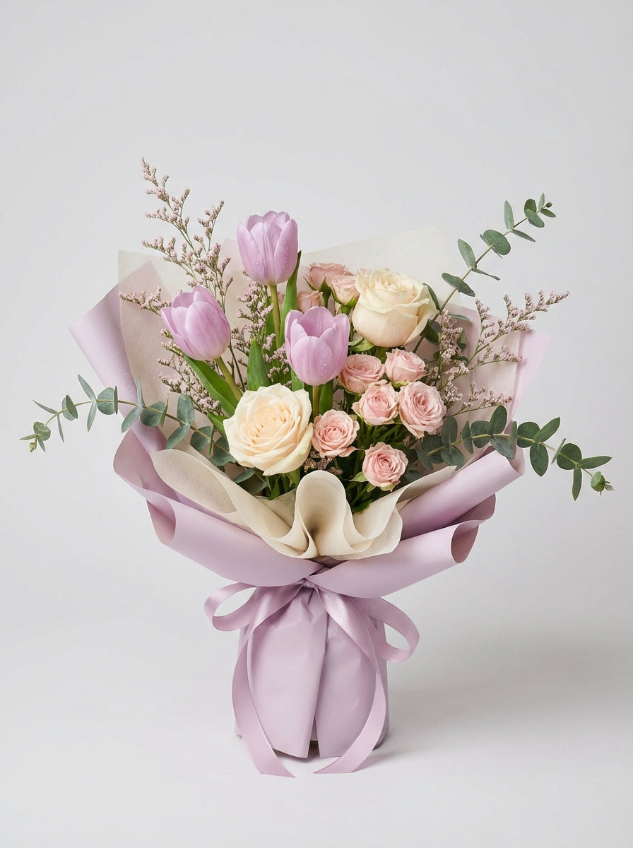 Classic Lilac Soft Tulip Birthday Bouquet