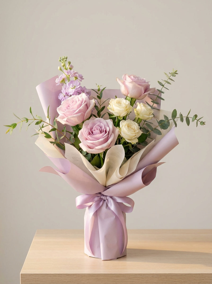 Easy Lilac Soft Rose Birthday Bouquet