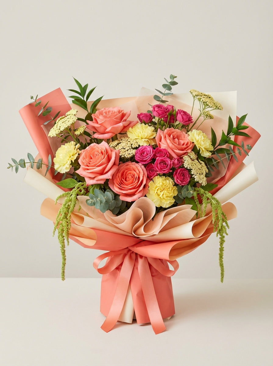 Luxe Mixed Bright Rose Birthday Bouquet