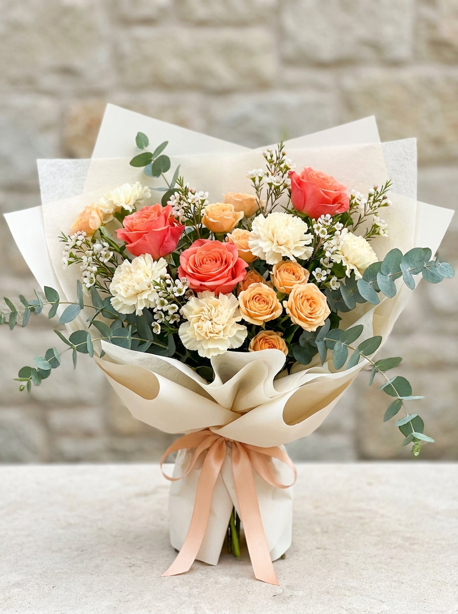 Classic Coral Garden Birthday Bouquet
