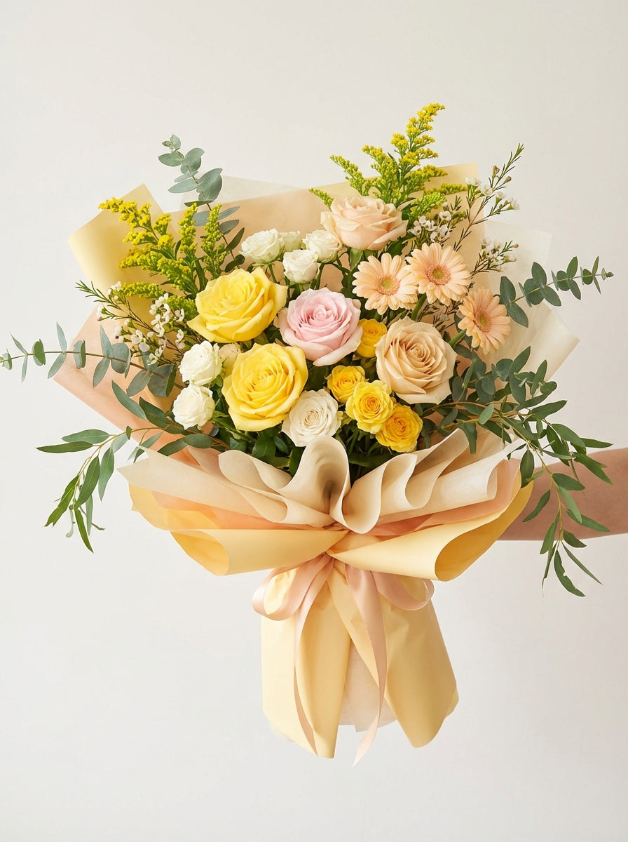 Luxe Cheerful Mixed Rose Graduation Bouquet