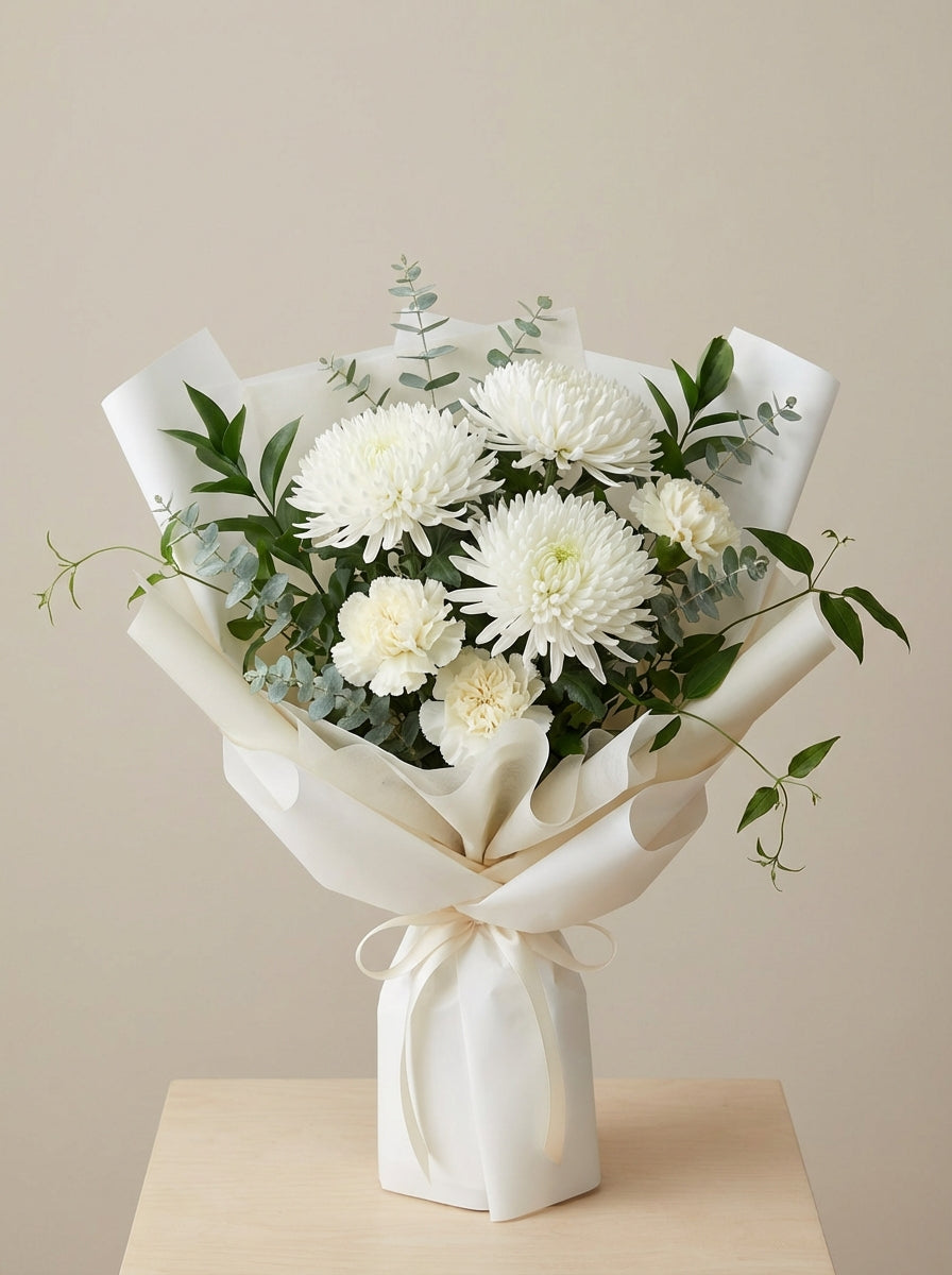 Easy Quiet Chrysanthemum Condolence Bouquet