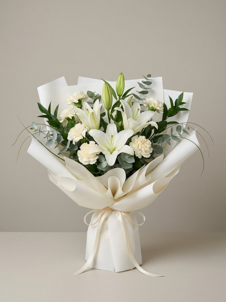 Classic Quiet Lily Condolence Bouquet