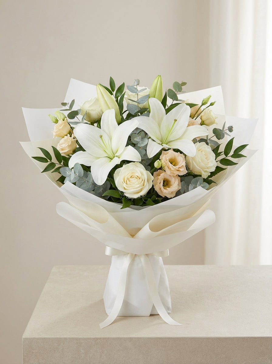 Full Quiet Lily Condolence Bouquet
