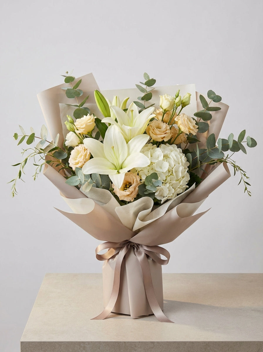 Full Serene Lily Condolence Bouquet