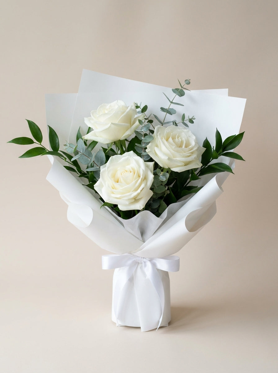 Petite Serene White Rose Condolence Bouquet