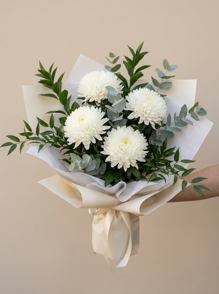 Petite Tribute Chrysanthemum Condolence Bouquet