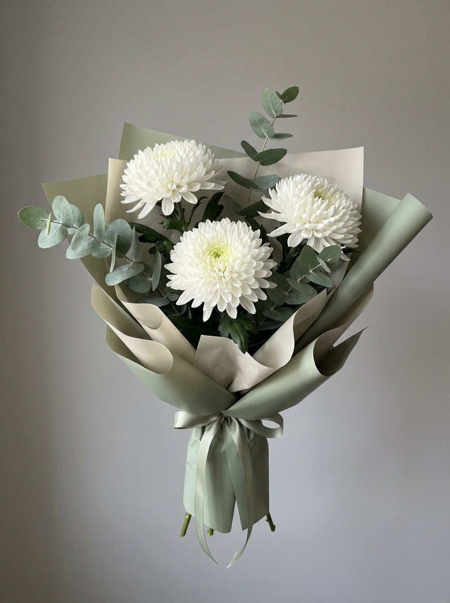 Petite Minimal Chrysanthemum Condolence Bouquet