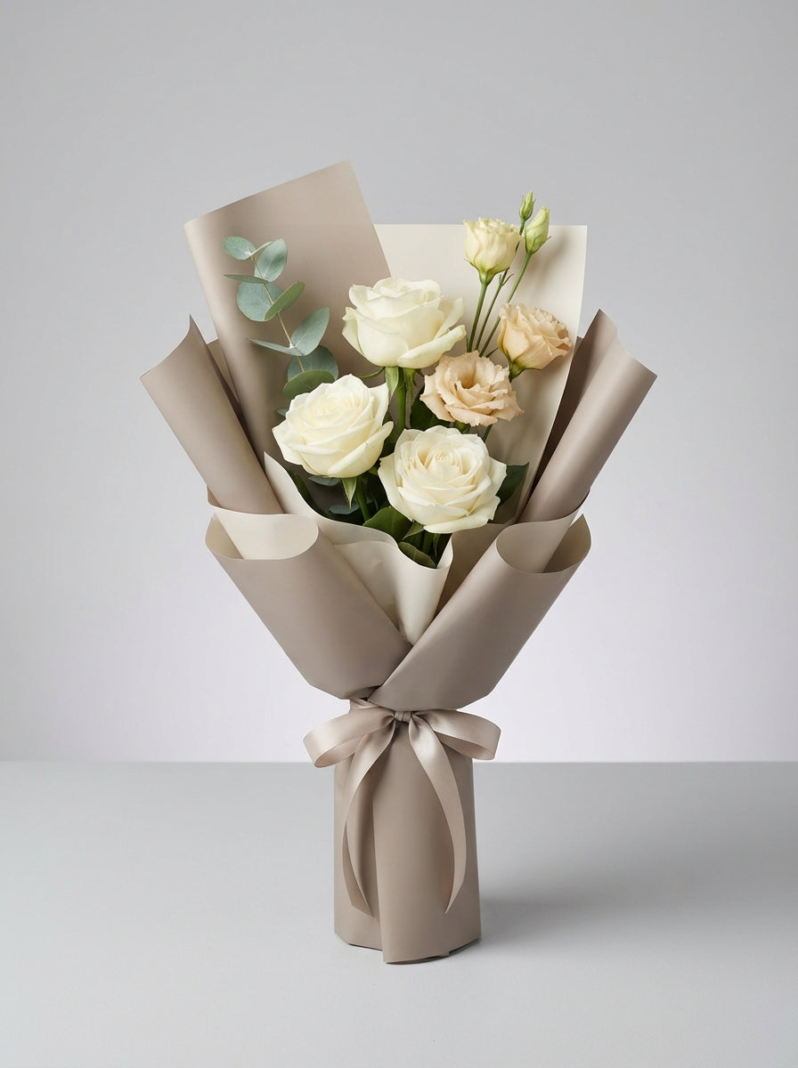 Easy Formal White Rose Condolence Bouquet