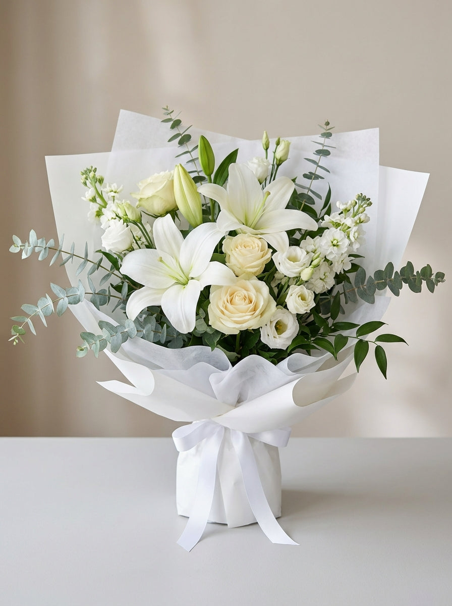 Full Serene Lily Condolence Bouquet
