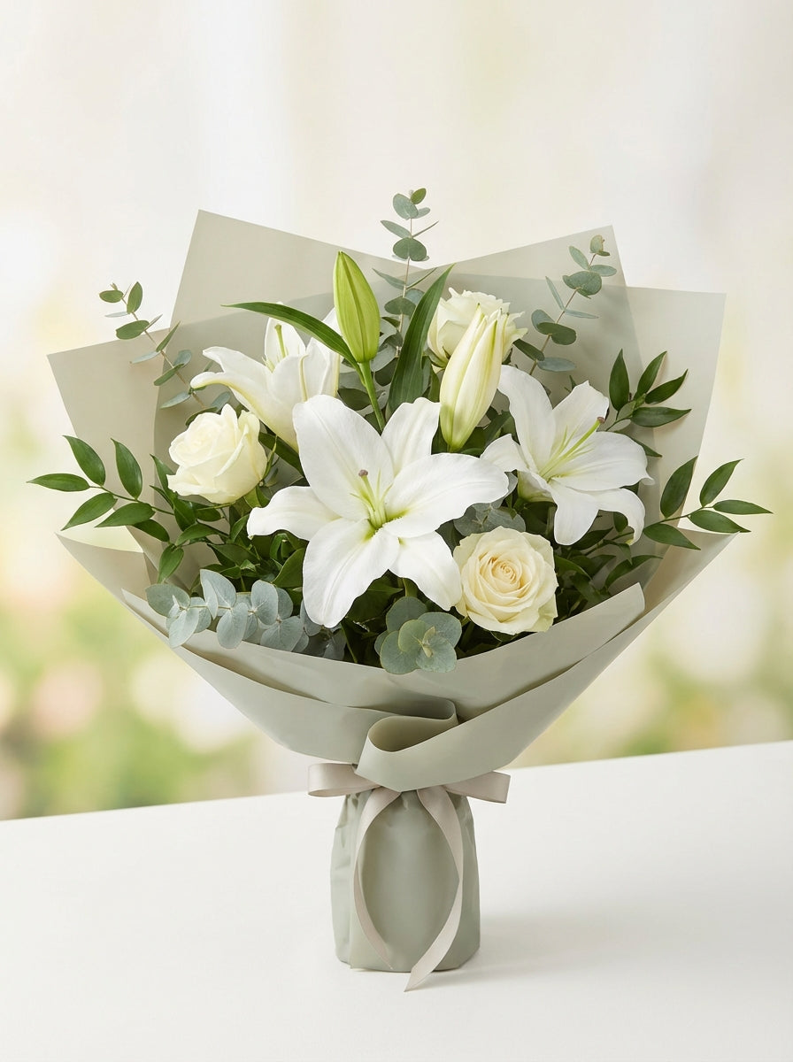 Full Minimal Lily Condolence Bouquet