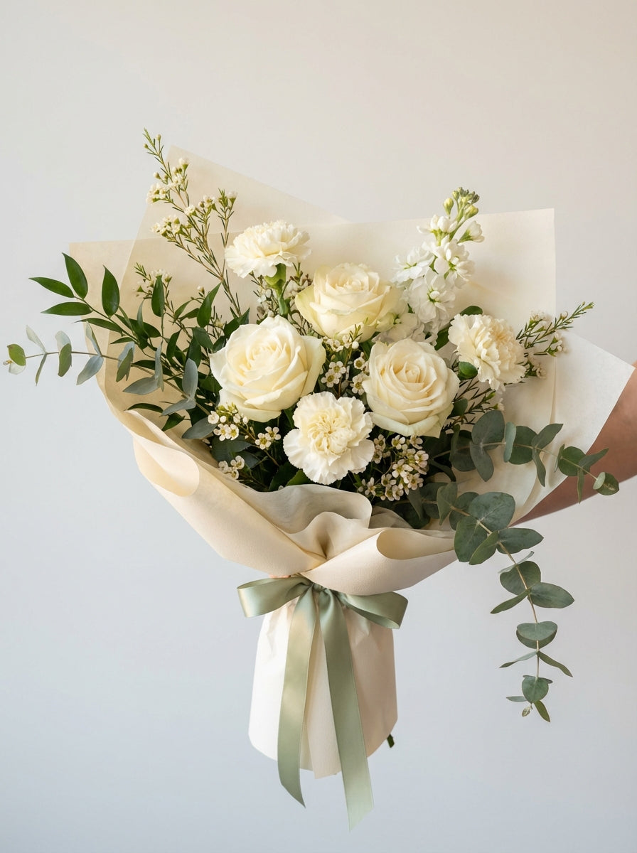 Soft Ivory Weekly Condolence Flowers Singapore