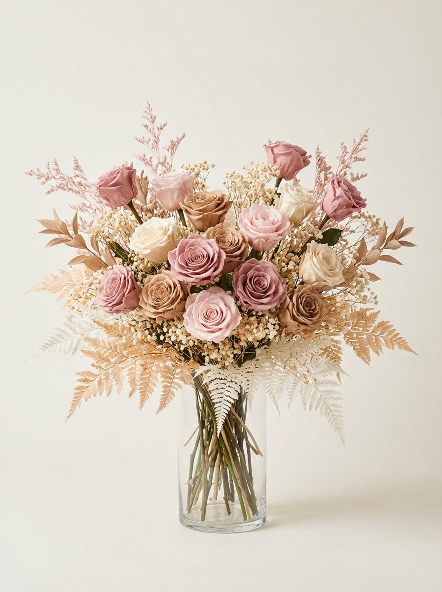 Grand Romantic Preserved Rose Display Piece
